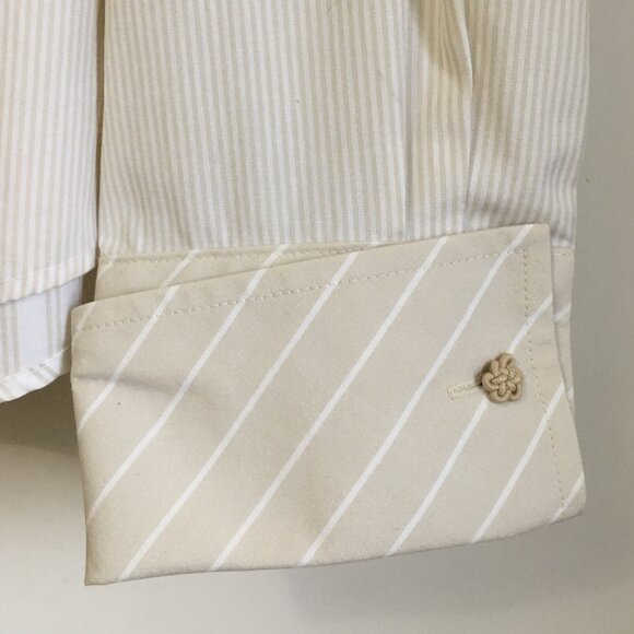 Tabi Wrinkle Resistant Brocade Cuff Striped 100% Cotton Button Up Dress Shirt - Picture 9 of 11